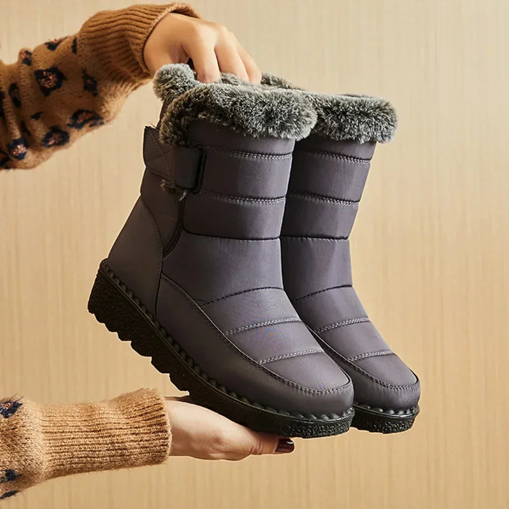 Waterproof Faux Fur Warm Cotton Couples Ankle Boots