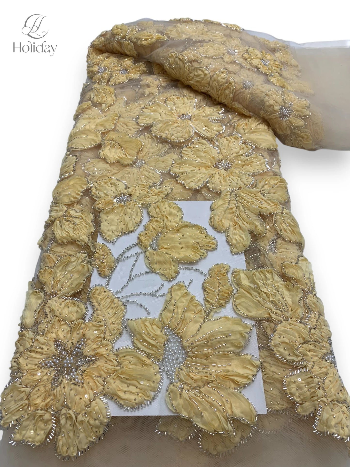 African Chiffon Tulle Lace Fabric French Luxury Sequins Beads Mesh Lace Fabric Nigerian For Woman Evening Clothes Dresses