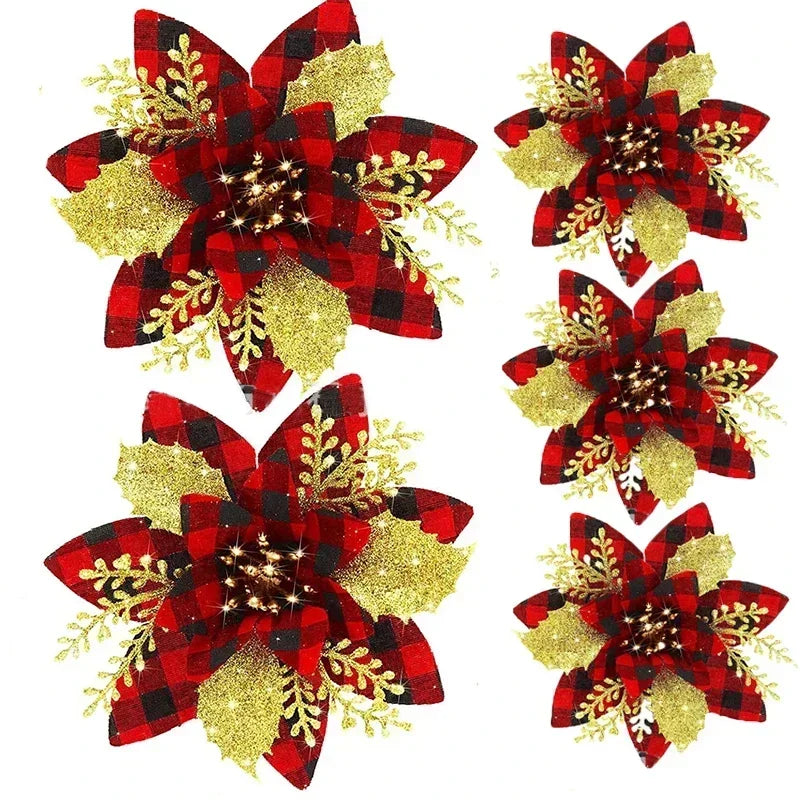 Glitter Artificial Christmas Flowers