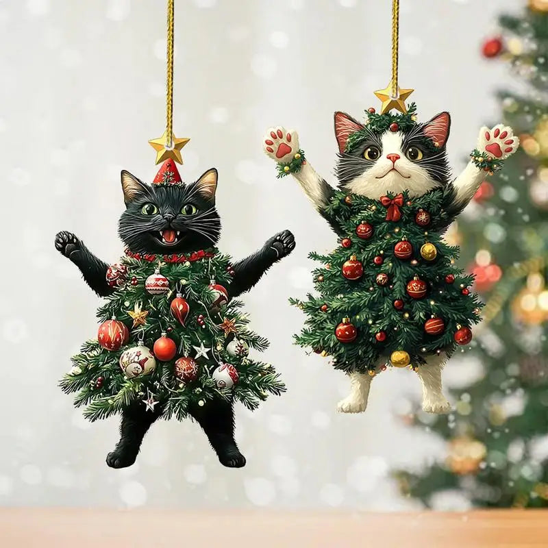 Christmas Tree Cat Pendants