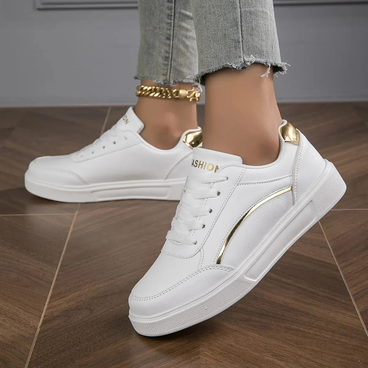Women Casual Leather Platform Sneakers