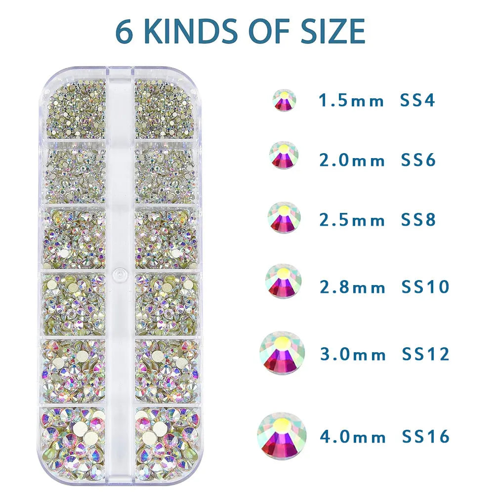 2400pcs+ Shiny Clear Crystal Gems Nail