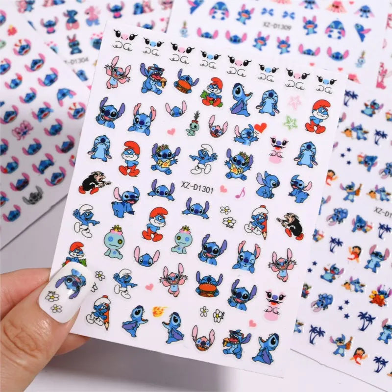 12 sheet Cartoon Stitch Angel Nail Stickers