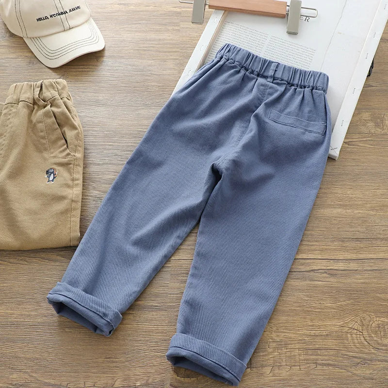 Boys' Cartoon Embroidered Casual Pants