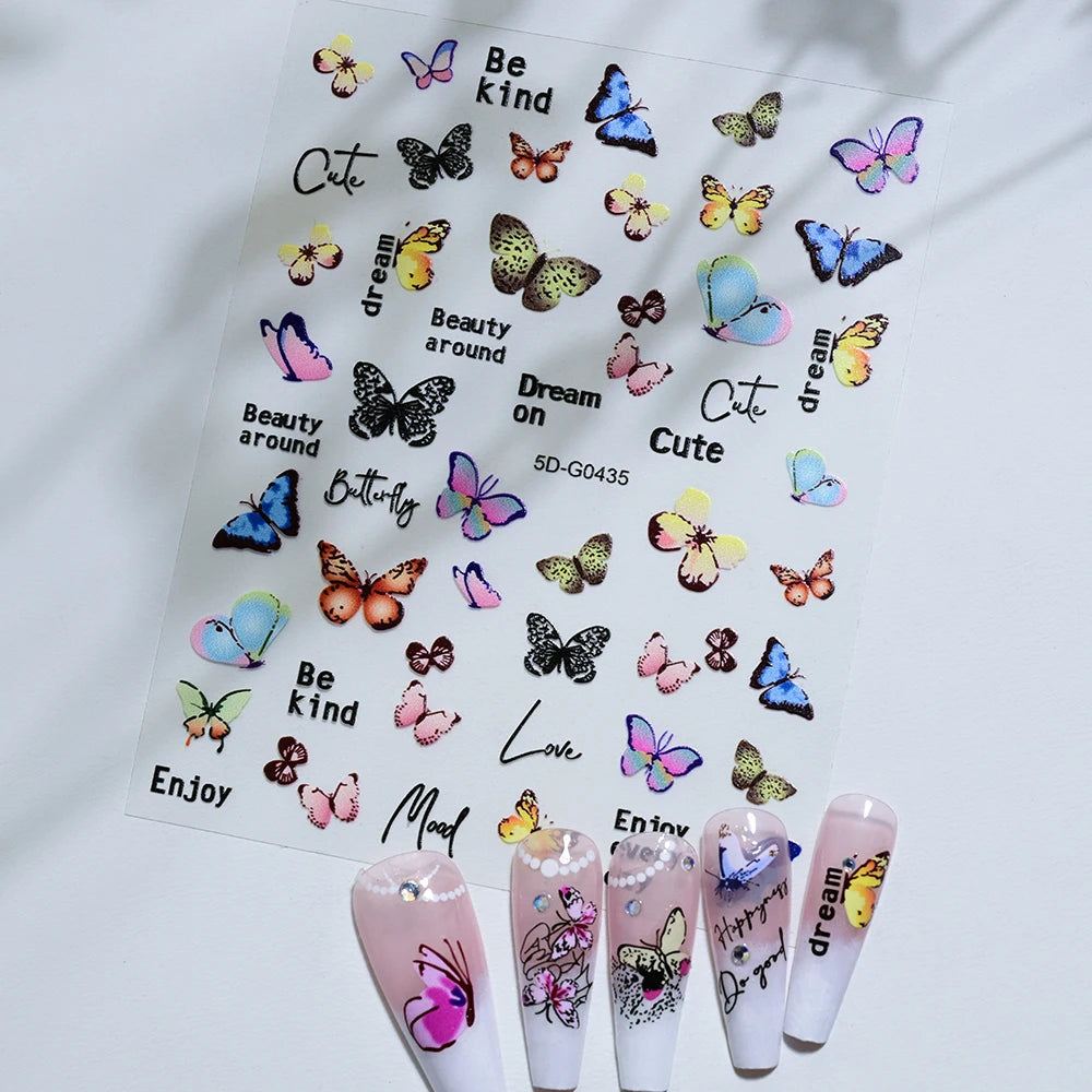 5 D Macron Flower/Fruit Nail Charms Sticker