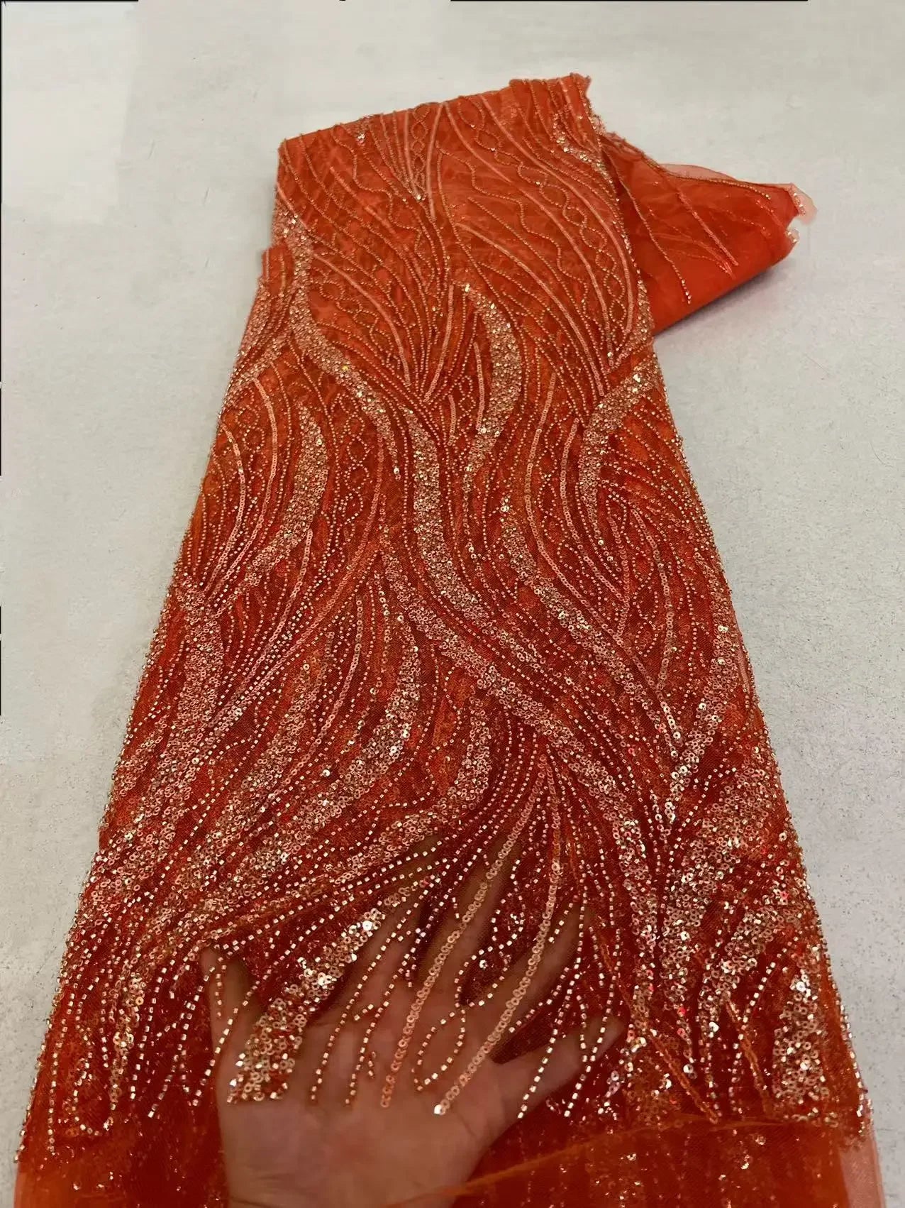 Gold African Tulle Lace Fabric 2025 French Net Sequins Fabric Sewing Embroidery With Beads Lace Tulle Mesh Nigeria Dress 5 Yards