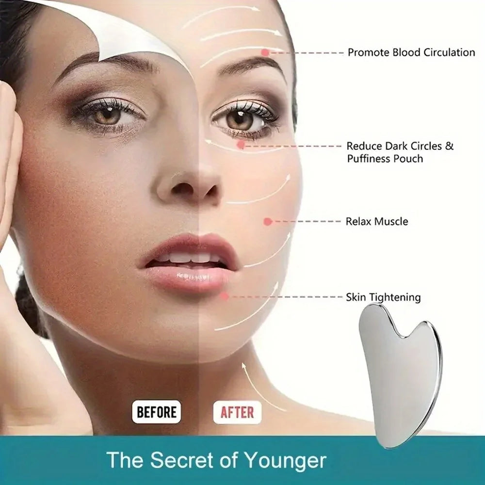 Soothing and Cooling, Stainless Steel Gua Sha Facial Massager