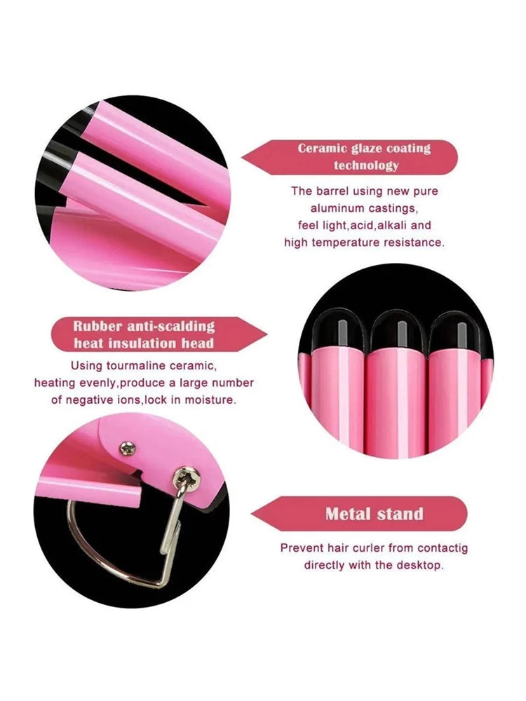 IRUIBEAUTY Professional Hair Curling Iron Ceramic Triple Barrel Hair Curler Irons Hair Styler Hair Waver Styling Tools