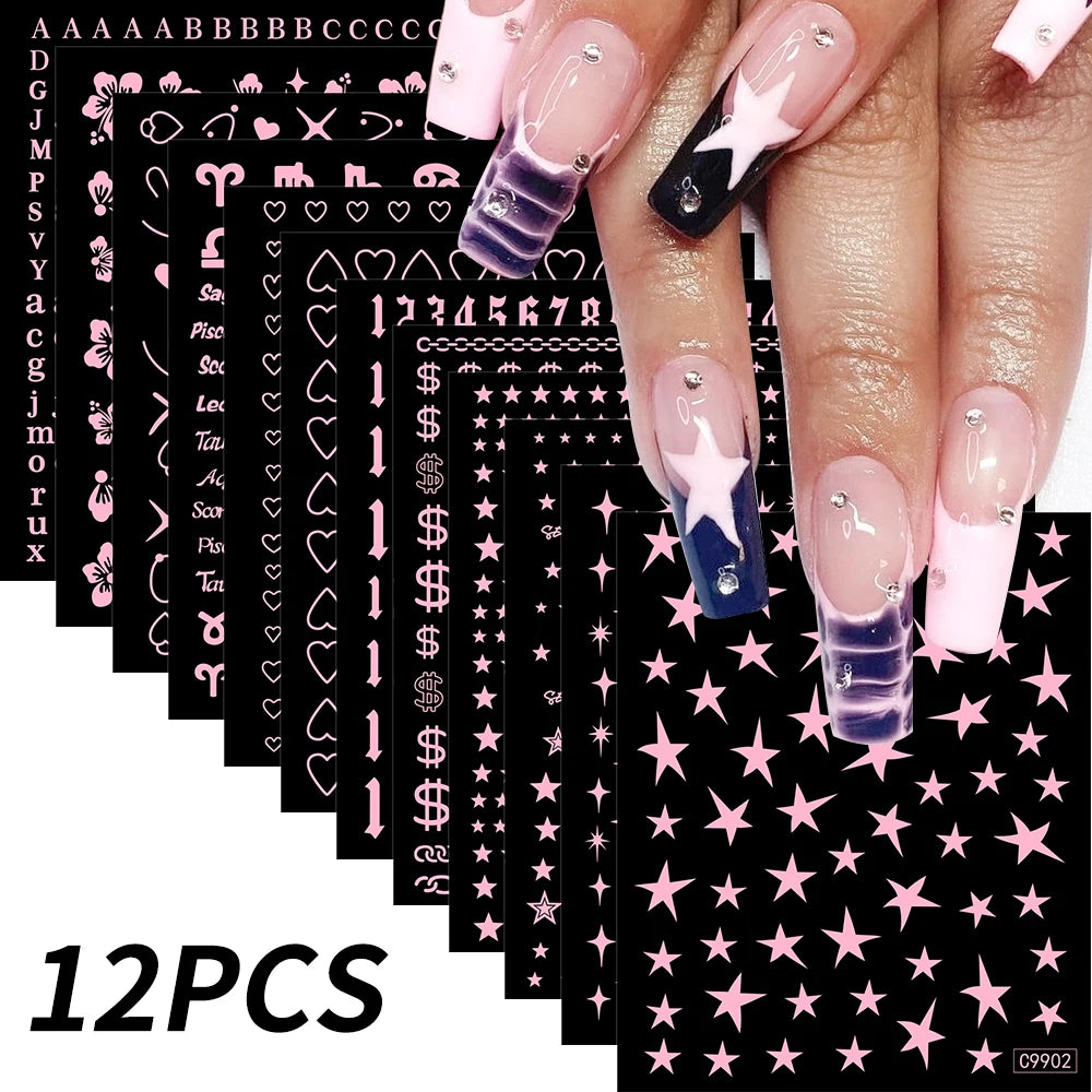 12 sheet Cartoon Stitch Angel Nail Stickers