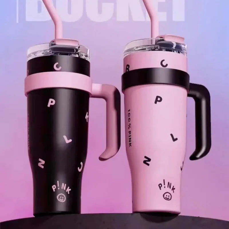 1200ML Stainless Steel Vacuum Tumbler-Double-Walled Insulated Travel Mug with Straw, Large Capacity Thermos for Hot/Cold Drinks