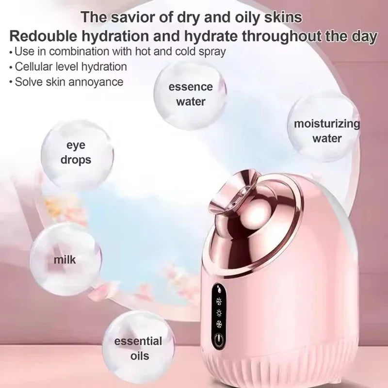 Facial Steamer Cold and Warm Mist Humidifier for Face Sauna Deep Cleaning Vaporizer Sprayer Salon Home Spa Skin Care Whitening