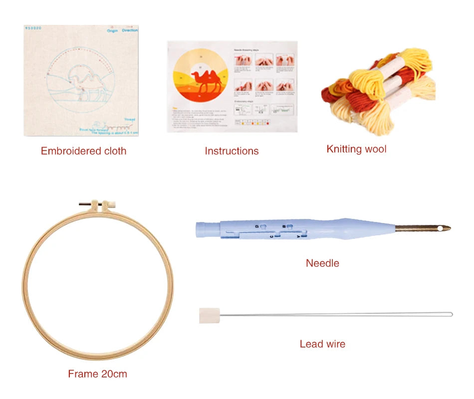 GATYZTORY DIY Animals Embroidery Kit Stitching Punch Needle Craft Pattern Printed Needlework Cross Stitch children Art