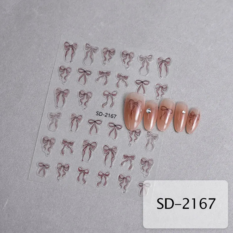 3 D White Bow knot Flower Nail Art Sticker