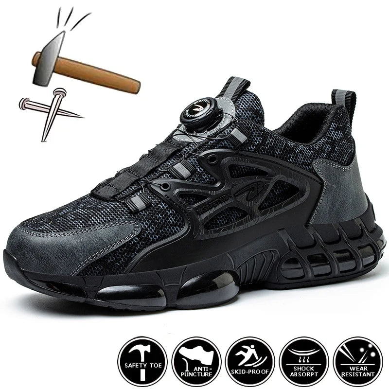 Men's Rotating Button Safety Air Cushion Shoes Puncture Proof