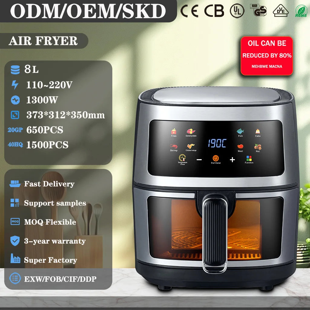 8L air fryer can be seen at home 110V-220V intelligent air fryer multi-function fried chicken leg fryer without oil smoke