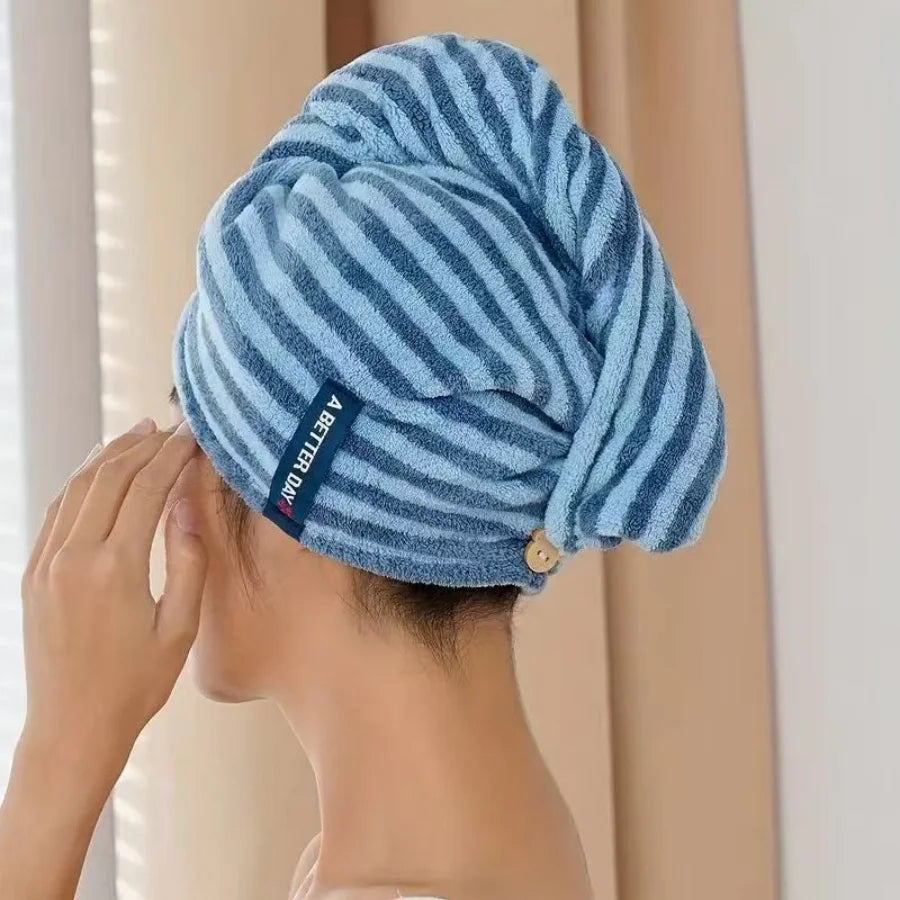 Stripped Microfiber Hair Dry Towel