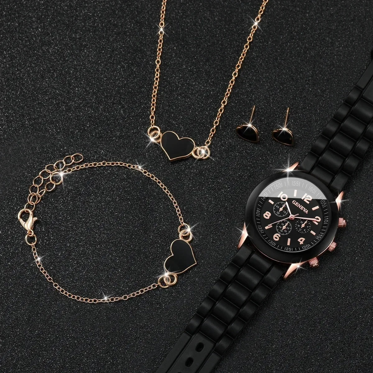 Fashion Watches Heart Jewelry Set