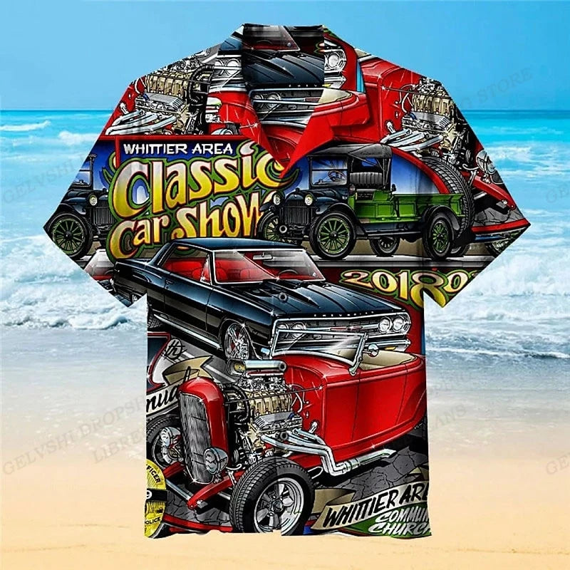 Beach Style Car Graphic Shirts For Men