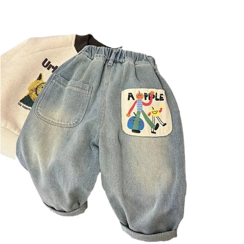 Denim Cotton Anime pattern Casual Jeans