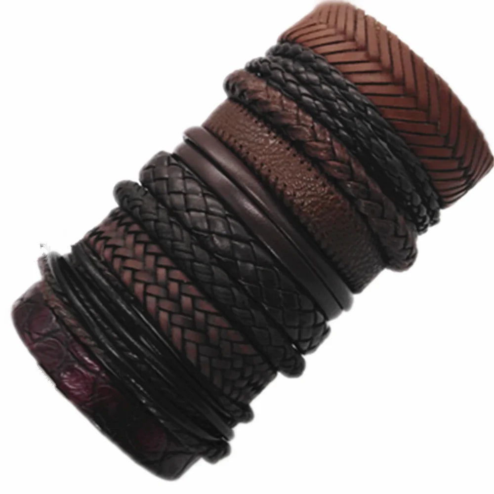 10 Pcs/set Black Wrap Fashion Handmade Bracelets