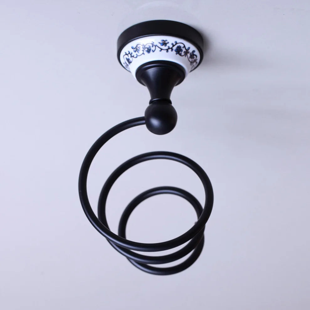 JIENI Wall Mounted Matte Black Washroom Bathroom Accessories Towel Ring Rack Paper Holder Toilet Brush Holder Frosted Glass Cup