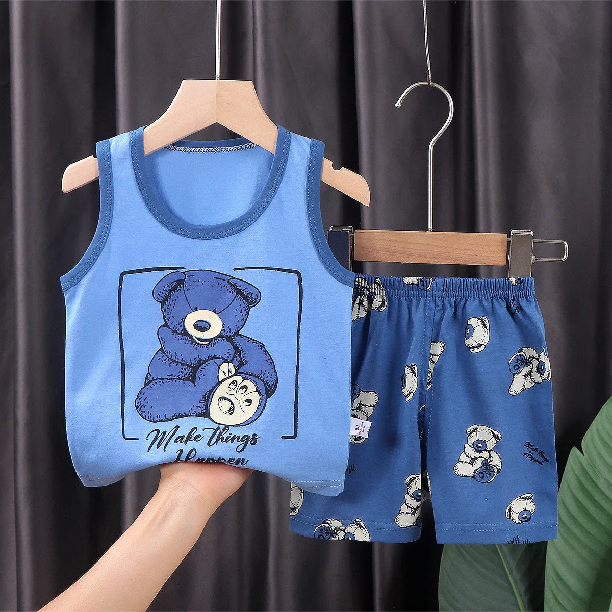 2 PCS Children Vest Suit T-Shirts