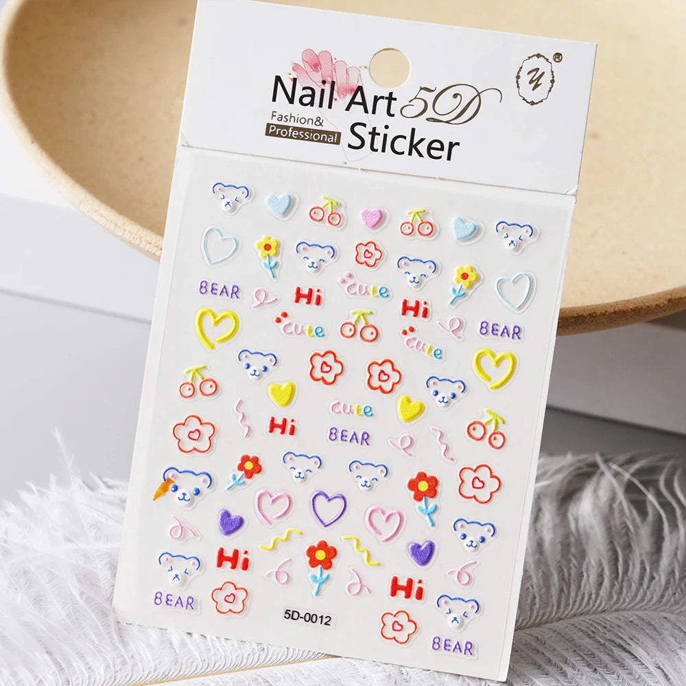 5 D Macron Flower/Fruit Nail Charms Sticker