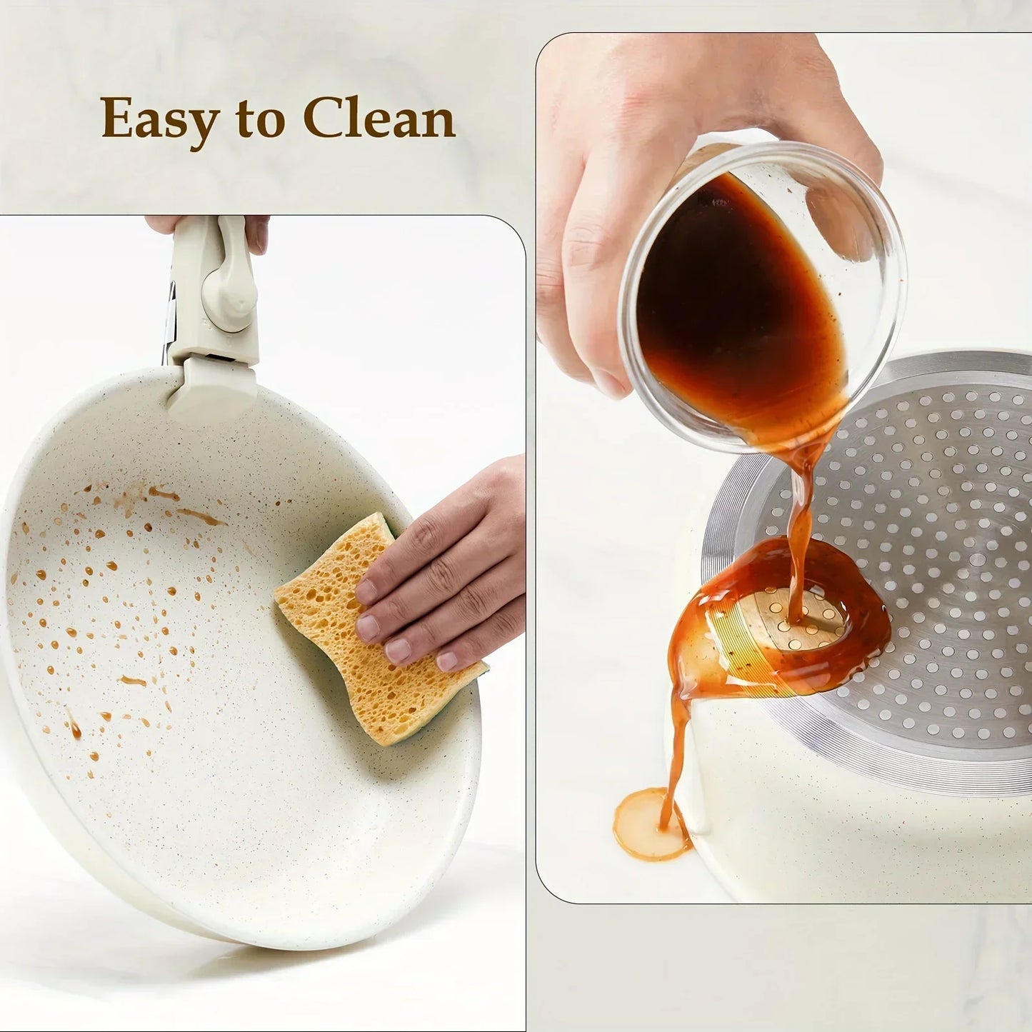 12pcs White Granite, Nonstick Pots and Pans Set, Induction Cookware Non Stick Cooking Set, Frying Pans & Saucepans with