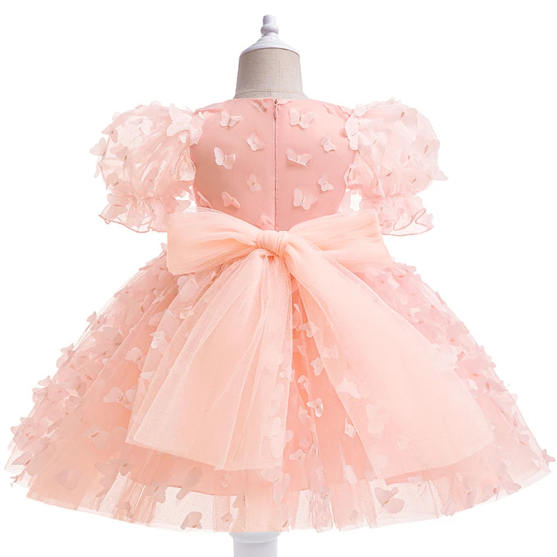 Three-dimensional butterfly Bubble sleeve princess dress