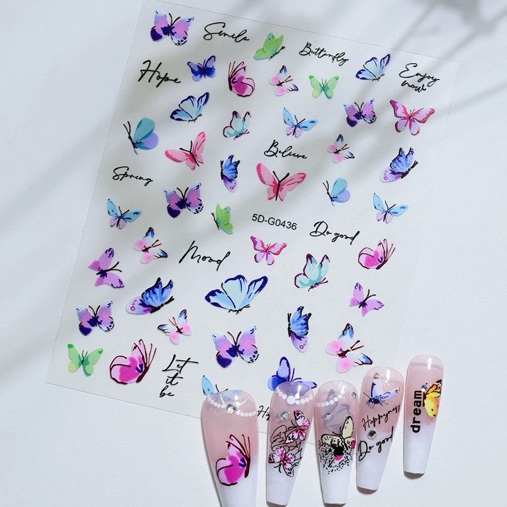 5 D Macron Flower/Fruit Nail Charms Sticker