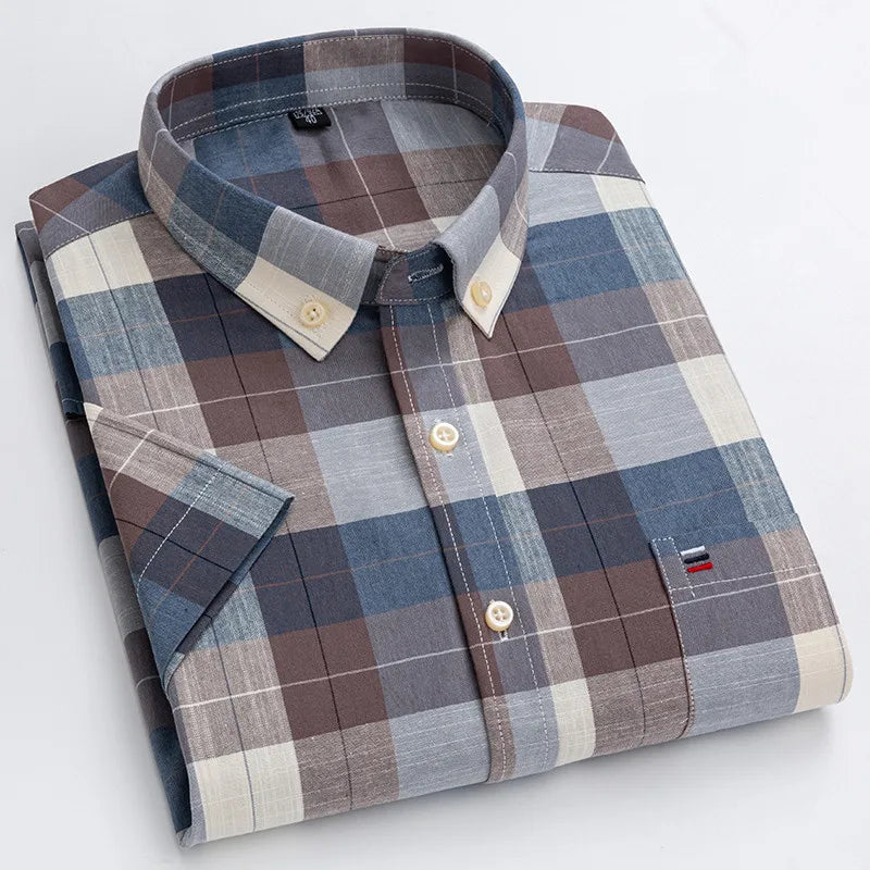 Oxford Style Short Sleeve Shirt For Men
