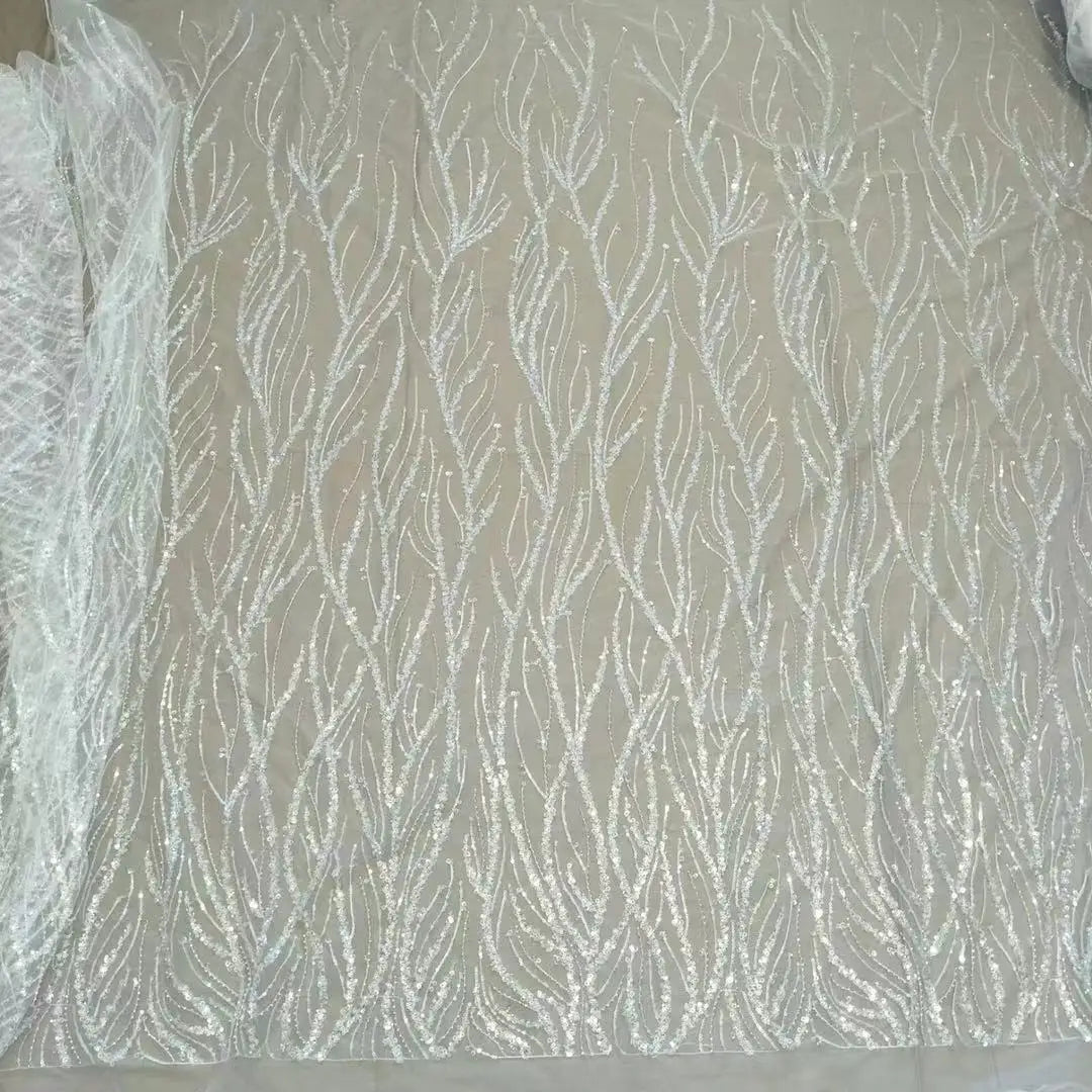 2024 Fashion dress Wedding dress children's clothing fabric lace with beads and sequins sell by yard