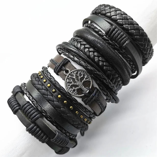 10 Pcs/set Black Wrap Fashion Handmade Bracelets