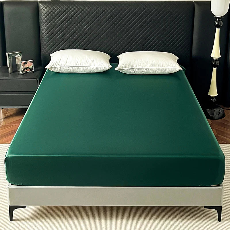 Satin Elastic Fitted Sheet Solid Mattress Cover
