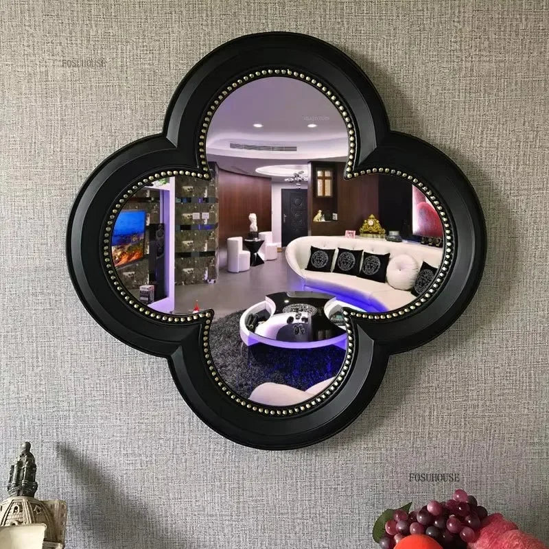 Creative Four-leaf Clover Decorative Mirrors Home Living Room Background Wall Decorative Mirror Bathroom Hotel Makeup Mirror AA