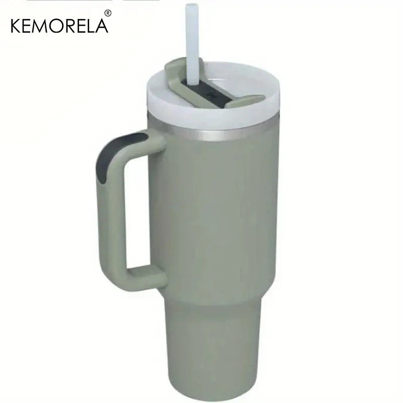 KEMORELA Tumbler With Handle Lid Straw Stainless Steel Water Bottle 887/1182ML Vacuum Thermos Cup Travel Car Coffee Mug
