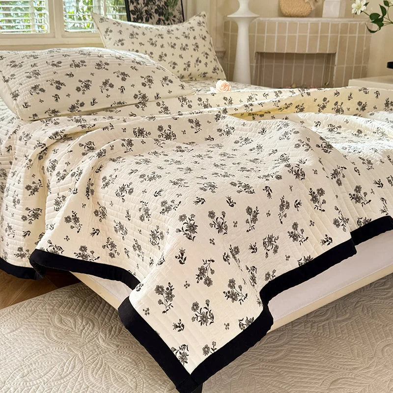1pc Quilted Bedspread for Beds Thick Blanket for Bed Single/Queen/King Size Flower Printed Quilted Bed Cover Soft Bedspreads