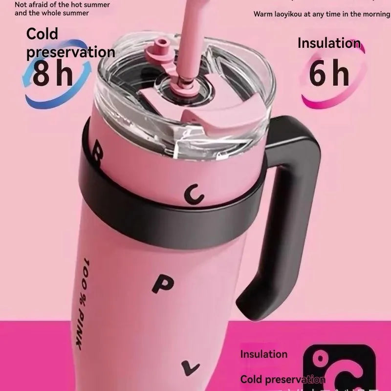 1200ML Stainless Steel Vacuum Tumbler-Double-Walled Insulated Travel Mug with Straw, Large Capacity Thermos for Hot/Cold Drinks