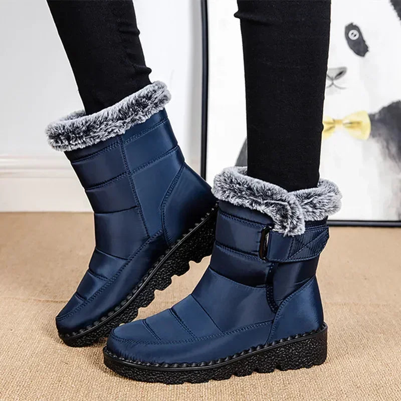 Waterproof Faux Fur Warm Cotton Couples Ankle Boots