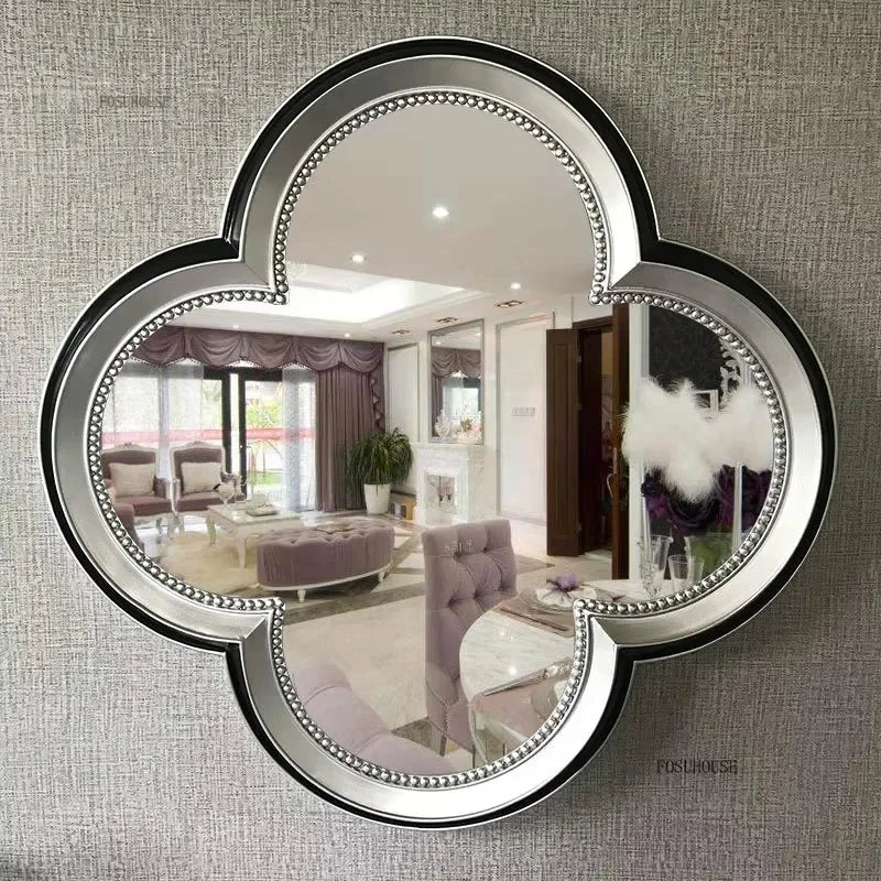 Creative Four-leaf Clover Decorative Mirrors Home Living Room Background Wall Decorative Mirror Bathroom Hotel Makeup Mirror AA