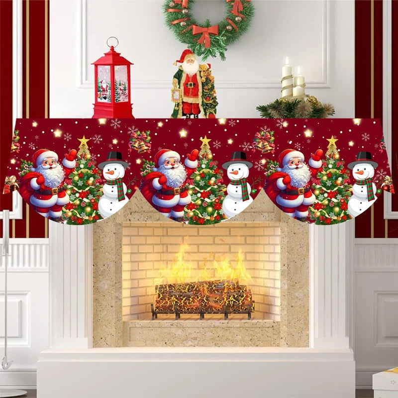 Christmas Fireplace Mantel Santa Scarf
