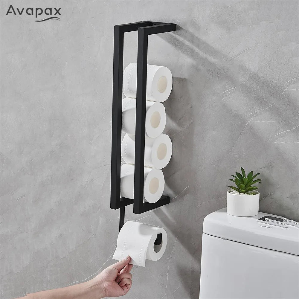 Black Dual Use Stainless Steel Wall-mounted Bathroom Shelf Hotel Bathroom Towel Roll Paper Rack Towel Rack Toilet Paper Holder