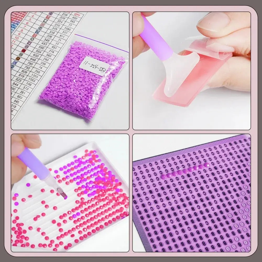 Butterfly Diamond Mosaic Rose Full Round Diamond Painting Seaside Heart Handicrafts 30x40cm