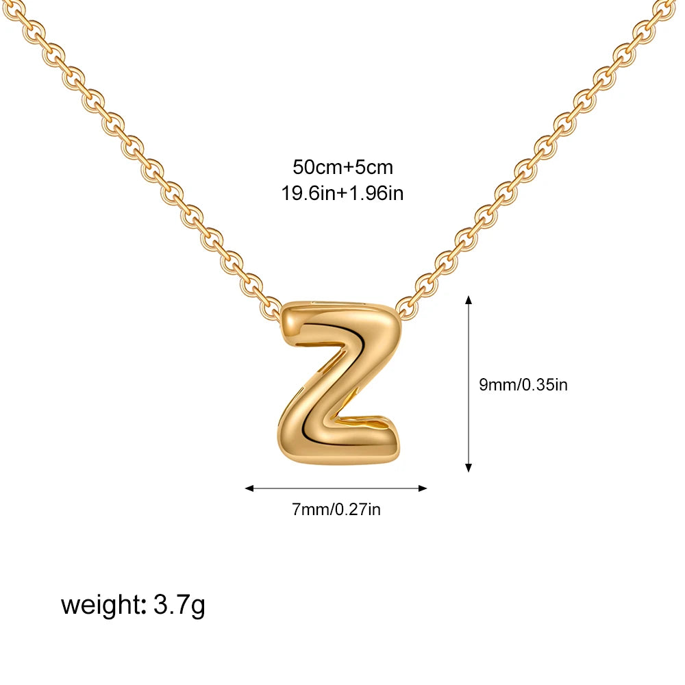 3D Bubble Initial A-Z Alphabet Mini Necklace