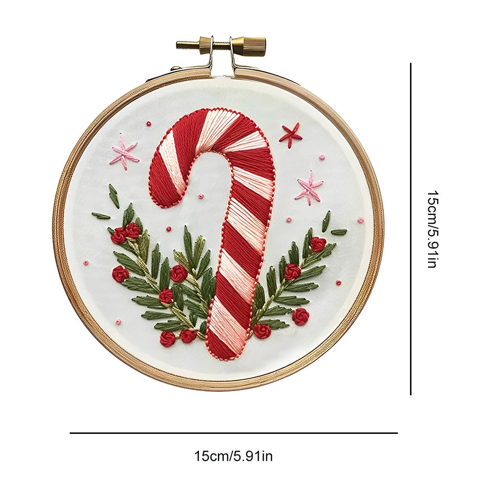 Christmas DIY Embroidery Kit Wreath Printed Pattern Cross Stitch Set Handmade Sewing Art Craft Kit for Beginners Adults Needlewo
