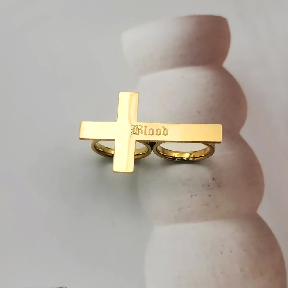 Custom Cross Ring Two Finger Ring