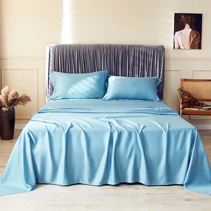 Summer Luxury Satin Silk-like Bed Sheet Set