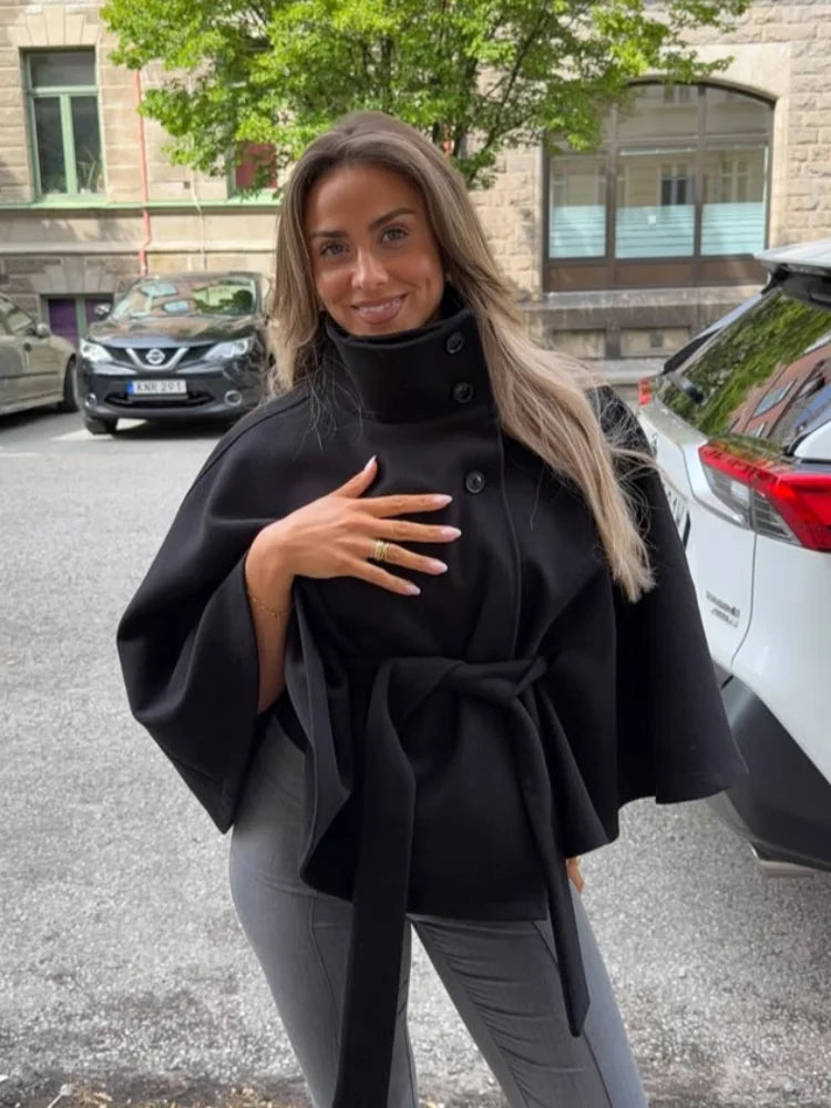 Women Winter Woolen Belt Coats