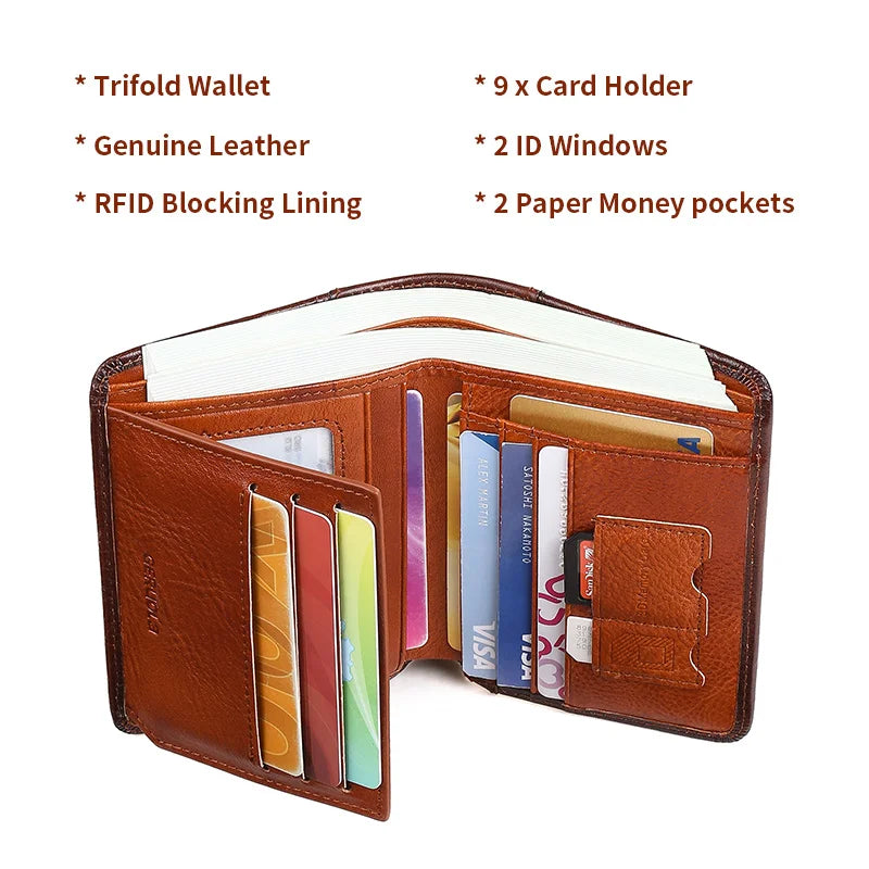 Slim Shielded Genuine Leather Wallet