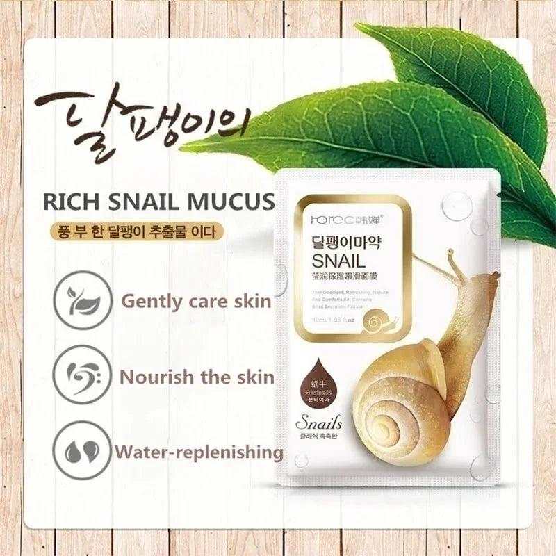 10pcs Snail Moisturizing Face Mask